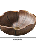 Straight Up Ceramic Vessel Sink Retro Above Counter Bathroom Vanity Washbasin With Pop Up Drain, 41cm, brown, floral design.