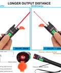 Amazon 9-in-1 fiber optic termination tool kit, FTTH, front view; black handheld tool with green indicator, red laser tip, orange cap.
