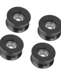 Heavy Duty 4 Pack U Groove Pulley Set With Guide Wheels Perfect For Sliding Door And Window Tracks, black metal roller wheels.