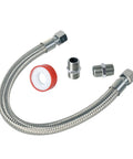 Badass Industrial Grade Stainless Steel Compressor Jumper Hose With Quarter Inch Npt Male Ends And Full Spin Swivel Fittings, 15 inch long.