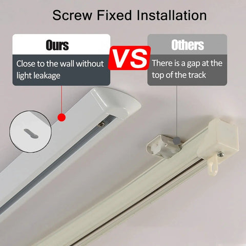 Screw fixed installation comparison of commercial grade sliding barn door hardware kit showing minimal light leakage.