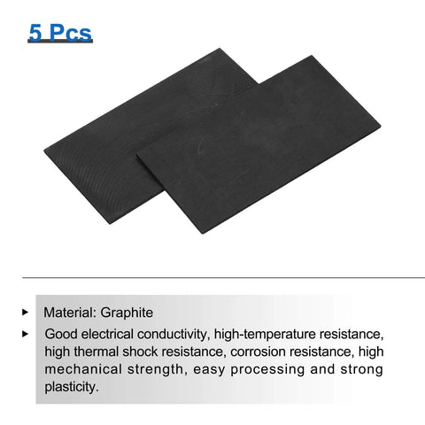 High Purity Graphite Block And Plate Set Rectangle 100x50x2mm For Melting, Casting And Electrolysis Applications, Pack Of 5