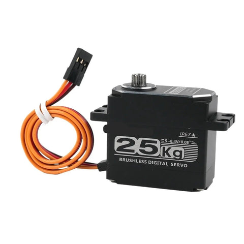 Badass 25Kg Brushless Digital Servo With Ip67 Waterproof Full Metal Gearbox for heavy duty rc crawlers, shown with wiring.