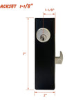Side view of Hook Bolt Mortise Lock For Sliding Gates, Weldable Steel Hook Lock With Double Cylinder Security, 1-1/8 inch backset