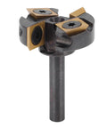 Rock Solid 1/4 Inch Shank Slab Flattening Router Bit With Tungsten Carbide showing cutter and inserts for smooth wood surfacing.