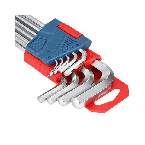 Heavy Duty 9Pcs Hex Key Set With Ball End Design, Long Arm Wrench Kit For Versatile Repair Jobs That Make Bending And Tightening Tasks A Total Breeze, 9-piece metric steel set