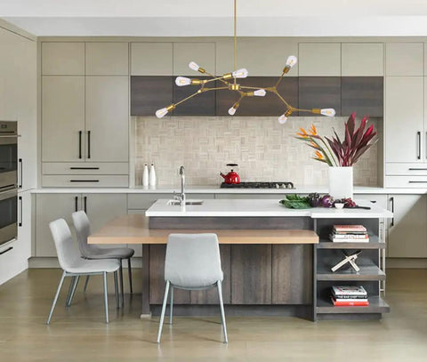 Gold 9 Light Sputnik Chandelier Modern Metal Ceiling Hanging Light Adjustable Pendant Fixture For Living Room Kitchen