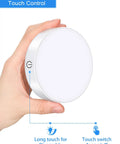 Dimmable Touch Light With Built In 1000mAh Battery Rechargeable LED Tap Lights handheld showing touch control and dimming