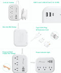 Grab And Go Global Travel Power Strip With Universal Plug Adapter 3 Outlets And 3 USB Ports showcasing design features