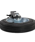 Built Tough 6 Inch Heavy Duty Gate Wheel With Solid Rubber Tire That Won Quit Supporting Up To 500 Lbs On Metal Farm Or Chain Link Fence Fits 1 To 2 Inch Tubes For Relentless Outdoor Duty, close-up view of wheel.