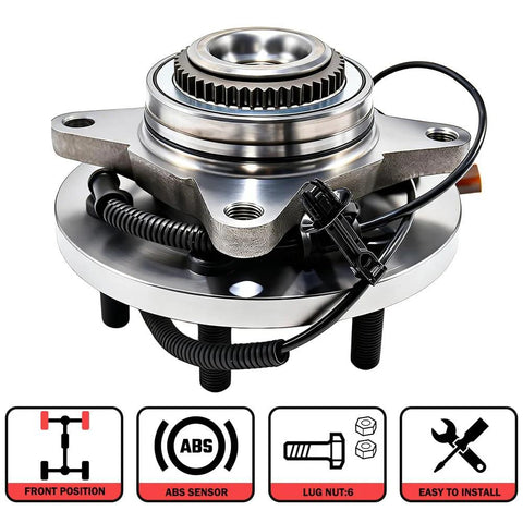 Front Wheel Bearing And Hub Assembly For Ford F150 2018 2019 2020 4WD 6 Lug With ABS 4x4 No Nonsense Direct Replacement