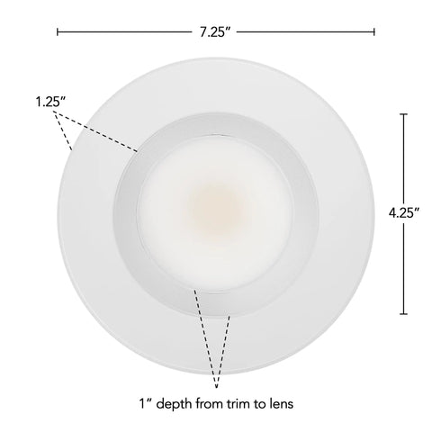 Top view dimensions of 12 Pack 5 Inch And 6 Inch Retrofit Recessed LED Downlights 1300 Lumens Dimmable E26 Quick Connect