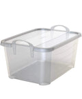 Heavy Duty Stackable Storage Bins Eighteen Pack White Plastic 55 Quart Home Organizers clear plastic bin with handles and lid