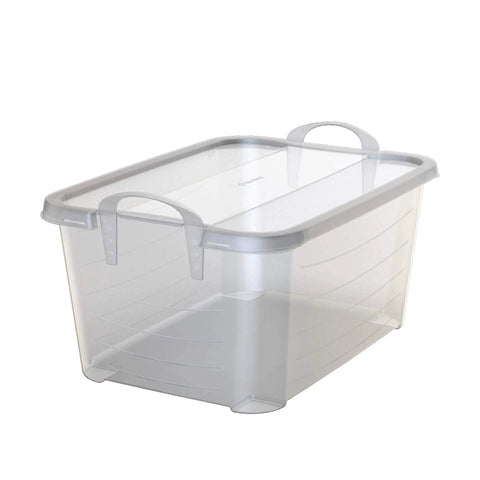 Heavy Duty Stackable Storage Bins Eighteen Pack White Plastic 55 Quart Home Organizers clear plastic bin with handles and lid
