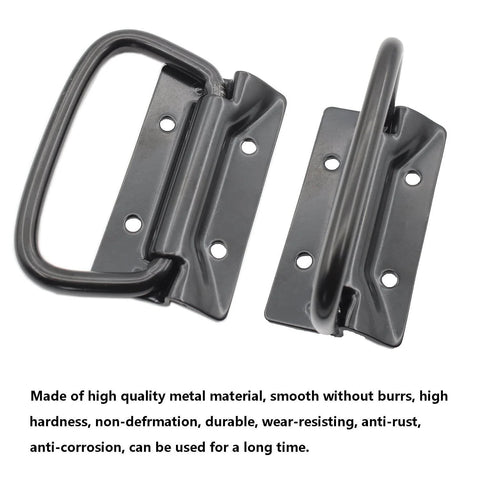 2 Pack Heavy Duty Black Metal Chest Handles for Wood and Metal Cases Surface Mount Ring Pull Handles for cabinets