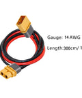 14 Gauge 10ft XT60 Extension Cable With Male To Female Connectors, coiled 300cm 14 AWG silicone wire, gold-plated XT60 plugs visible