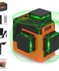 12 Line Laser Level Self Leveling 3x360 Degree 3D Green Cross Lines For Construction And Picture Hanging with accessories