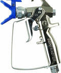 Pro Grade Contractor Airless Spray Gun With A Knockout Two Finger Trigger and RAC X SwitchTip side view with metal finish.