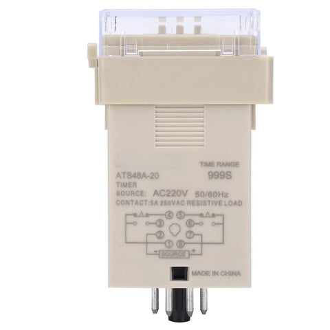 3D LED Digital Time Relay For AC220V Industrial Automation, Adjustable Timing And Cycle Delay Control Unit, Digital Setting Interface, Pro Grade Delay Module For Machinery And Equipment, front view