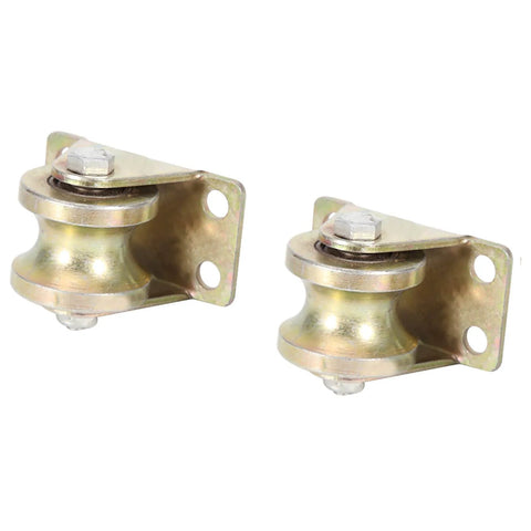 2 Pieces 32mm Steel U Groove Wheel Pulley With Bracket For Inverted Track Sliding Gate Rollers Heavy Duty Rigid Caster