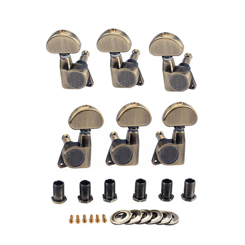 6 Pack Metal Guitar Tuning Pegs With Locking Machine Heads For Quick Dialed In String Tuning And Easy Replacement On Guitars Copper Alloy Precision Gear Tuner Set, 6 brass tuners