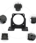 Heavy Duty Gear Motor Mounting Bracket For 110V 180W Through 370W Single Phase Motors Aluminum Alloy Black Mount Triangular Reinforced Side Plates Great For DIY Projects Home Workshop Model Makers, front view