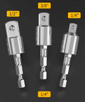 Flex Swivel Socket Adapter Kit With 6 Pieces For Automotive Repair featuring Heavy-Duty Steel Build And Universal 360 Degree Rotation To Tackle Tough Job Sites In Style., 1/4, 3/8, and 1/2 inch steel socket adapters