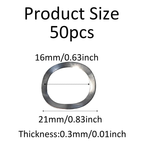 Tough As Nails M16 Wave Spring Washers A Pack Of Fifty showing a single washer with dimensions 16mm by 21mm made of stainless steel.