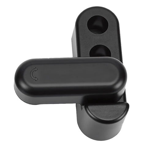 Kickass 180 Degree Rotating RV Table Lock Clip With Wicked Strong Steel Buckle For Thick Panels And Camper Trailers, black ABS locking mechanism.