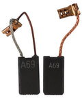 Rock Solid Carbon Brush Replacement Set For Compatible Rotary Hammer Drills 2 Pack showing two black carbon brushes with copper connectors.