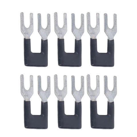 Fork Type Terminal Strip Jumper Block Barrier Electrical Crimp Easy Install Insulated Spade Wire Connector in black, front view