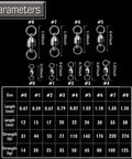 Saltwater Rolling Barrel Ball Bearing Swivels With Stainless Steel Construction High Strength Solid Welded Rings Black Nickel Finish 25 Pack 110 Lb Capacity For Serious Fishing, sizes #0-#8 chart