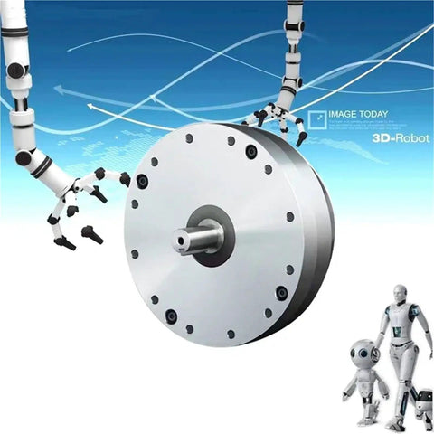 Next Level Precision Harmonic Drive Reducer paired with an input axial servo motor for robotics in CNC rotary tables.