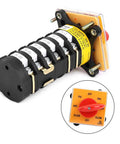 Workhorse Eight Position Rotary Cam Switch For Milling Machines, panel-mount, heavy duty 25A 500V switch with red selector knob