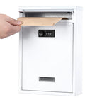 Outdoor Wall Mount Mailbox With 3 Digit Combination Lock, Weatherproof Drop Box for mail, donations, ballots, white steel box
