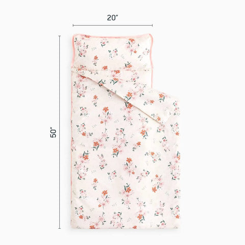 Cozy Floral Nap Mat With Pillow And Blanket For Toddlers Ages 3 Plus In Daycare And Preschool 50 By 20 Inch Roll Up Sleeping Bag