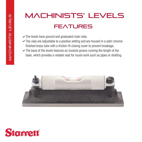 Machinists Level With Ground And Graduated Main Vial, 4 Inch Pro Grade Precision Tool shown on white background with brand logo