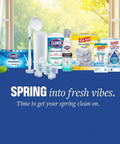 Image of cleaning products including Clorox and Glad under text 'Spring into fresh vibes' with a nature window background.
