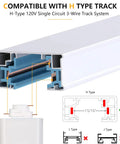 H-type 120V single circuit track system for Three Color Temperature 20W LED Track Lighting Heads Dimmable Flicker Free 3 Pack