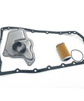Nissan Transmission Filter Kit With Oil Pan Gasket And 21 Bolts For JF017E RE0F10D Transmissions, shown with gasket and filter