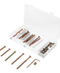 All In One M6 Hex Socket Head Screws And Barrel Nuts Set, 49 Piece Hardware Kit displayed with open case and assorted bolts