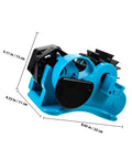 Semi Automatic Heat Tape Cutter With Compact Desktop Packing Station And Lightweight Tape Holder For Quick Box Sealing And Top Shelf Shipping Hustle The Reliable Gadget For Smooth Tape Dispensing Routine Blue side view with dimensions.
