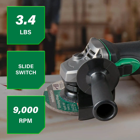 Cordless 18V 4-1/2 Inch Angle Grinder Kit With Slide Switch, 9000 RPM shown, ergonomic build for heavy duty cutting and grinding