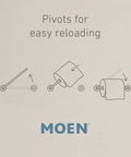 Illustration of Genta LX Modern Wall Mount Pivoting Toilet Paper Holder in Chrome for Bathroom Easy Install process
