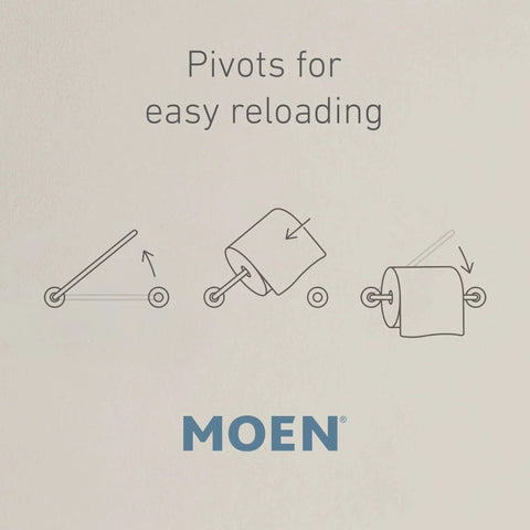Diagram showing pivot features of Kingsley Pivoting Toilet Paper Holder In Oil Rubbed Bronze With Easy Change Pivot Post.