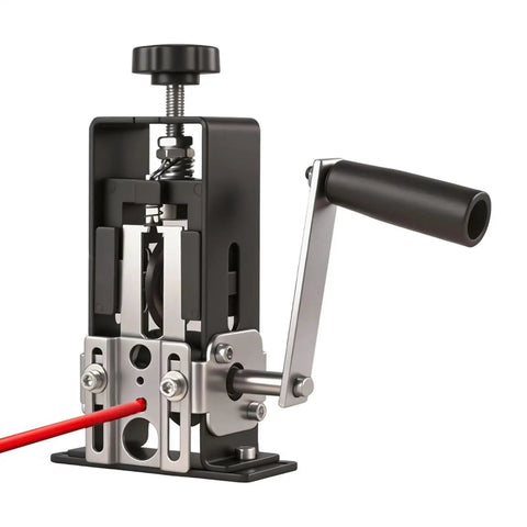 Heavy Duty Wire Stripper Machine For Copper Cable Scrap Recovery Quick Drill Mount Auto Stripping Tool close-up view of manual lever and blade.