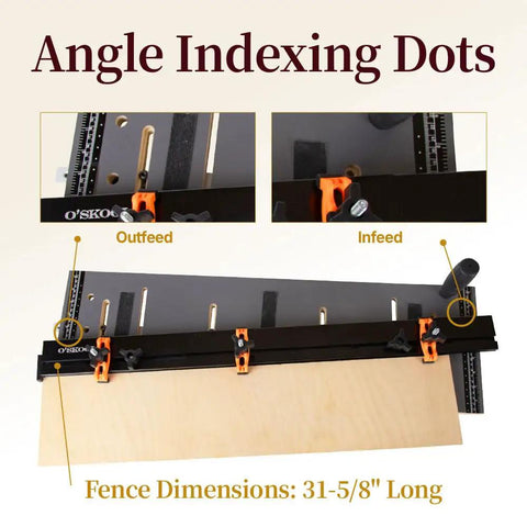 Heavy Duty Table Saw Taper Jig Featuring Triple Adjustable Clamps And A Robust Aluminum Fence for precise angle indexing and setup.