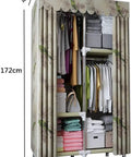 Portable Hanging Closet Wardrobe Organizer With Heavy Duty Fabric Build And Slick Quick Setup For Shoes Hats And Coats A Premium Space Saving Storage Rack In Bright Yellow Finish, shown open with clothing and shelves inside.