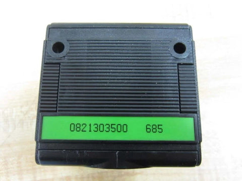 Hydraulic filter housing (glass bowl missing) Part 0821303500 single unit replacement, front view showing part number on label.