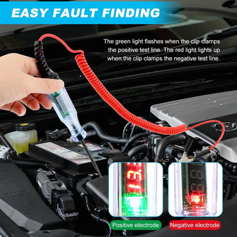 Vehicle Electrical Circuit Tester Pen With 3-48V LED Digital Display, Dual Color Polarity Indicator, testing car battery